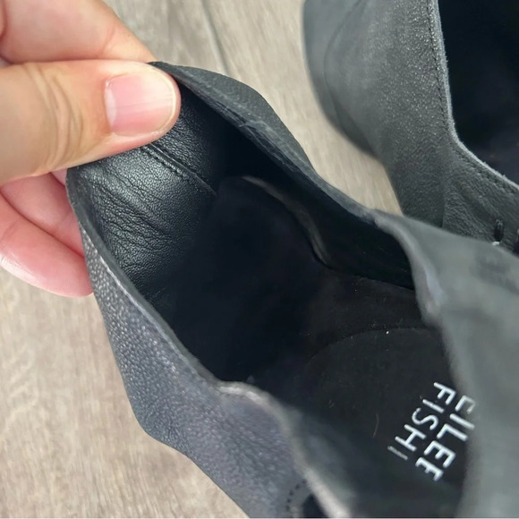 Eileen Fisher Black Pebbled Leather Open Toe Slingback Ankle Bootie - Picture 13 of 14